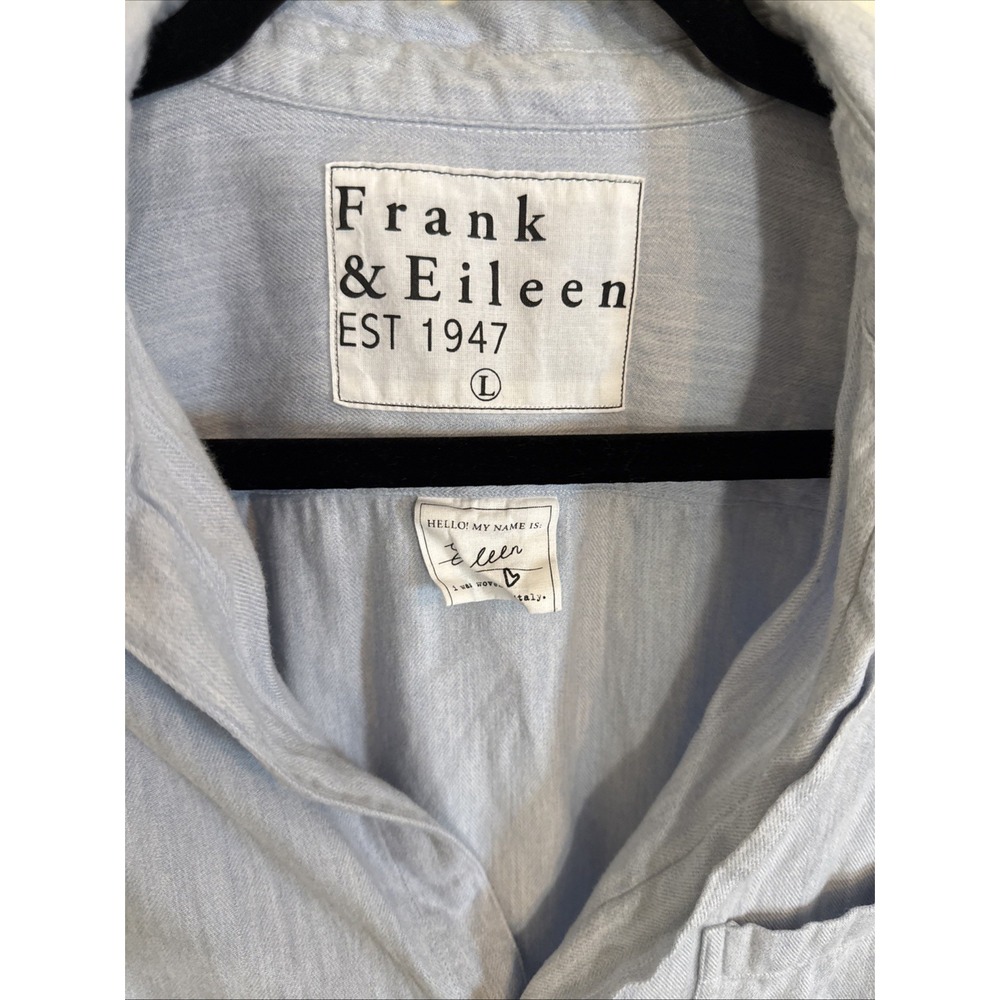 Frank & Eileen "Eileen" Top Women's Large Light Blue Button-Up Shirt Oversized - Picture 2 of 6
